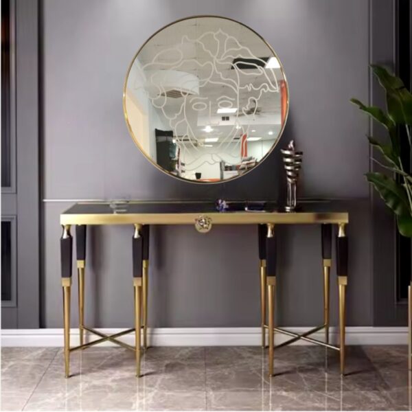 Golden Metal Versace Console with  Mirror