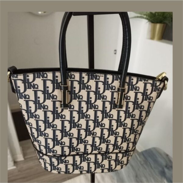 Designer-Inspired Ladies Tote Bag – Monogram Print with Luxe Detailing