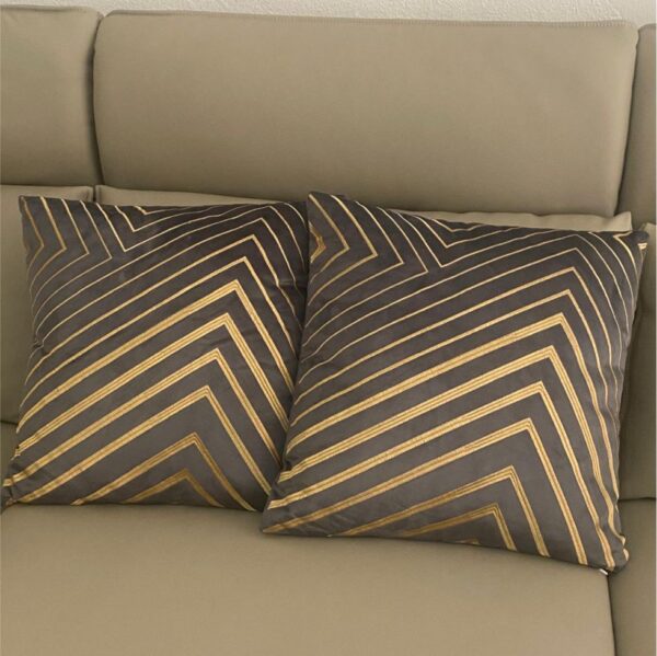 Chevron-Pattern Throw Pillow Set – Modern Gold & Navy Designs for Stylish Home Décor - Image 2