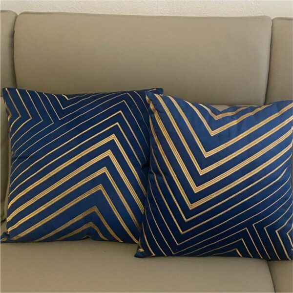 Chevron-Pattern Throw Pillow Set – Modern Gold & Navy Designs for Stylish Home Décor - Image 3